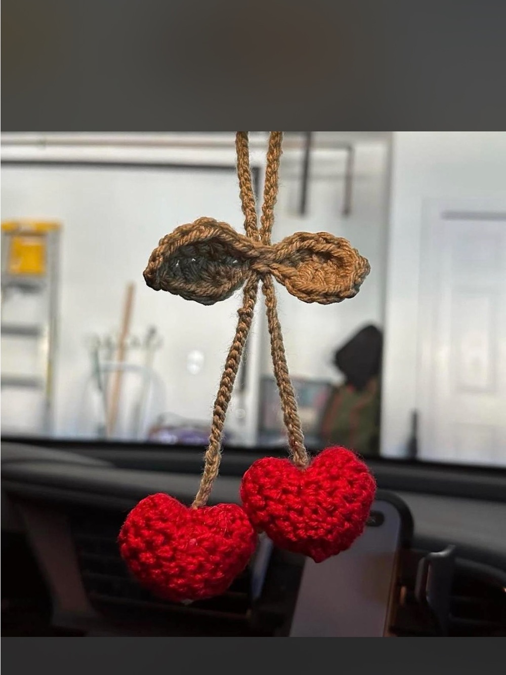 Handmade Red Cherry Crochet Charm